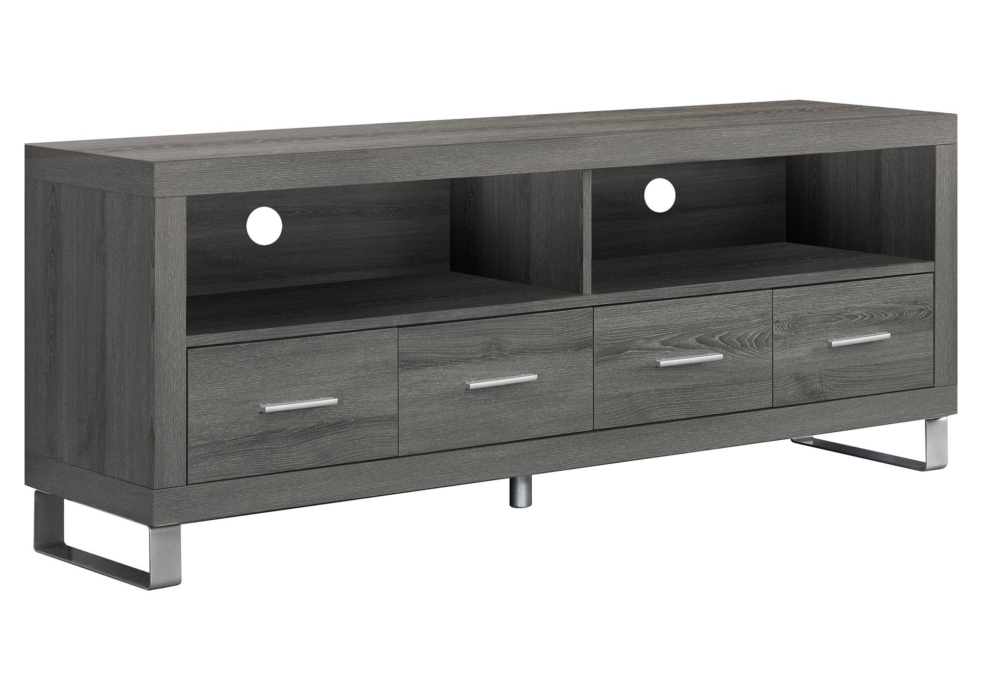 Monarch Specialties , TV Console with 4 Drawers, Dark Taupe Reclaimed-Look, 60'L