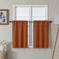 Lecloud Bessie Orange Kitchen Curtains 30 Inch Length 2 Pcs, Light Filtering Cafe Short Curtain Tiers, Dual Rod Pocket Window Tr
