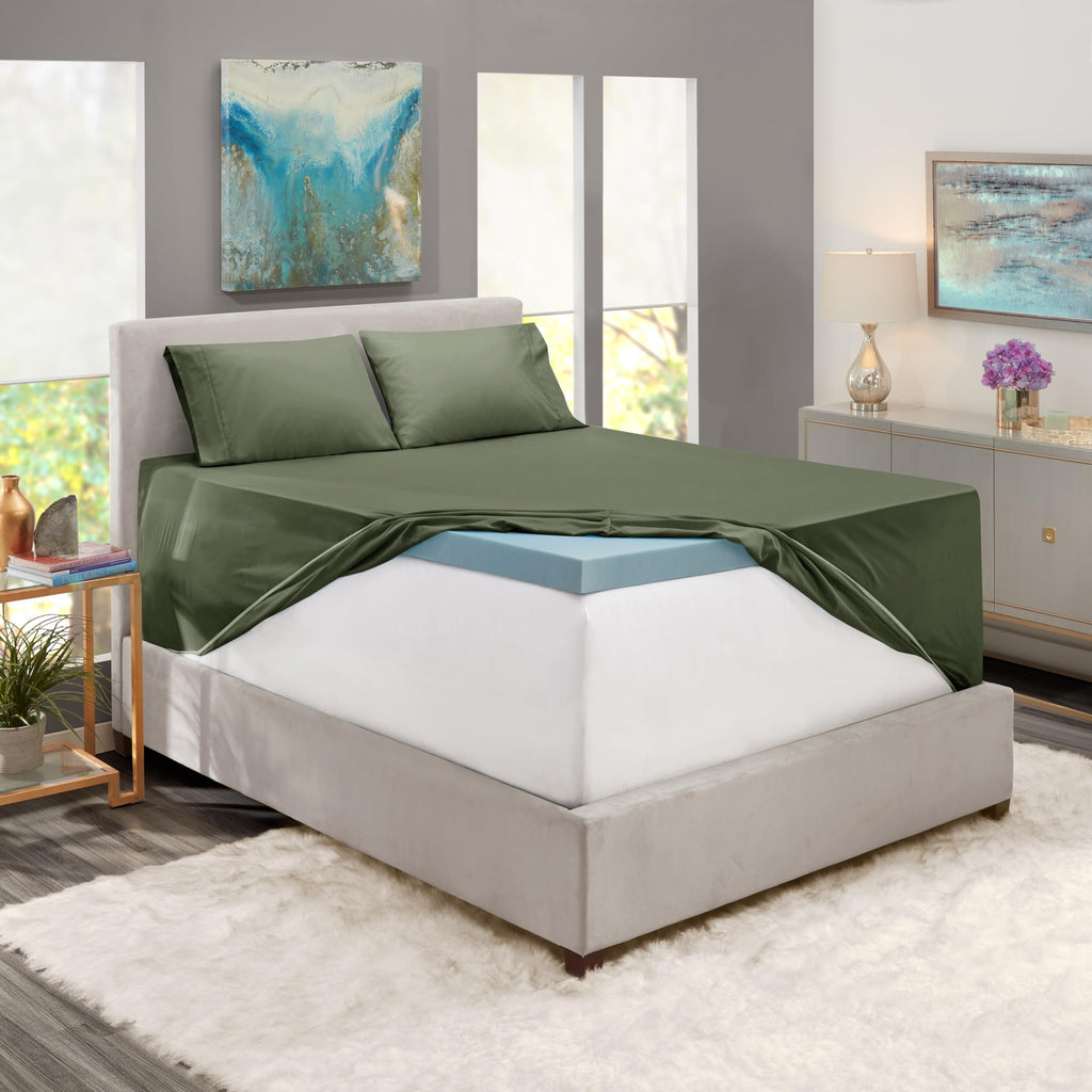Nestl Extra Deep Pocket Sheets - Fits Mattress 18-24 Inches Deep, Extra Deep Pocket Queen Sheets Sets, 4 Piece Queen Size Sheets, Queen Sheets Deep Pocket, Olive Green