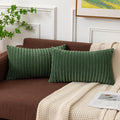 Kevin Textile Pack Of 2 Corduroy Soft Soild Spring Decorative Rectangle Throw Pillow Covers Set Cushion Cases Pillowcases For Sofa Bedroom Car 12 X 20 Inch 30 X 50 Cm Moss Green