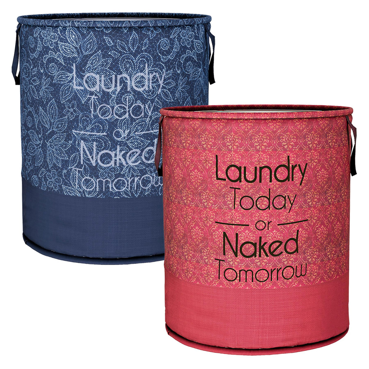 Urbane Home Laundry Basket | NonWoven Round Laundry Basket | Clothes Storage Hamper | Foldable Laundry Bag with Handle | Toy St