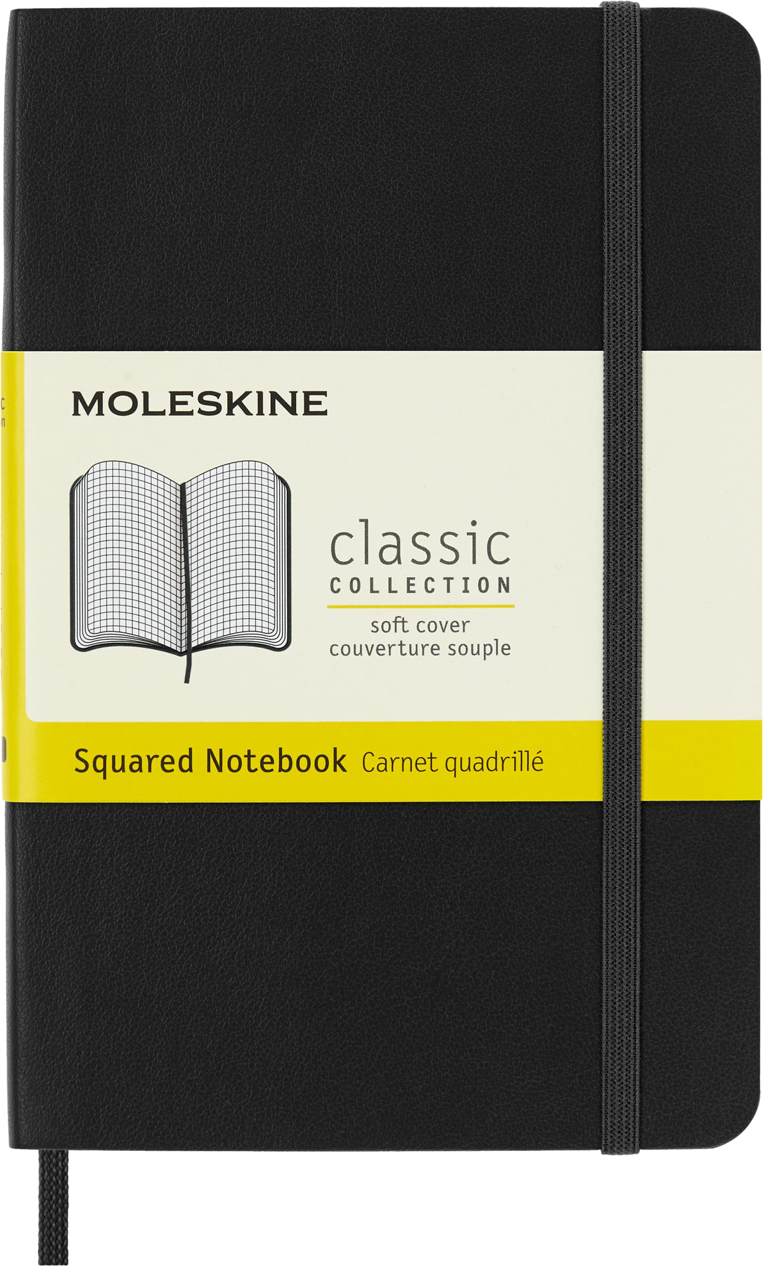 Moleskine Classic Notebook, Soft Cover, Pocket (3.5' X 5.5') Squared/Grid, Black, 192 Pages