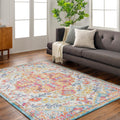 Livabliss Odelia Vintage Bohemian Area Rug,53 x 73,Orange/Aqua