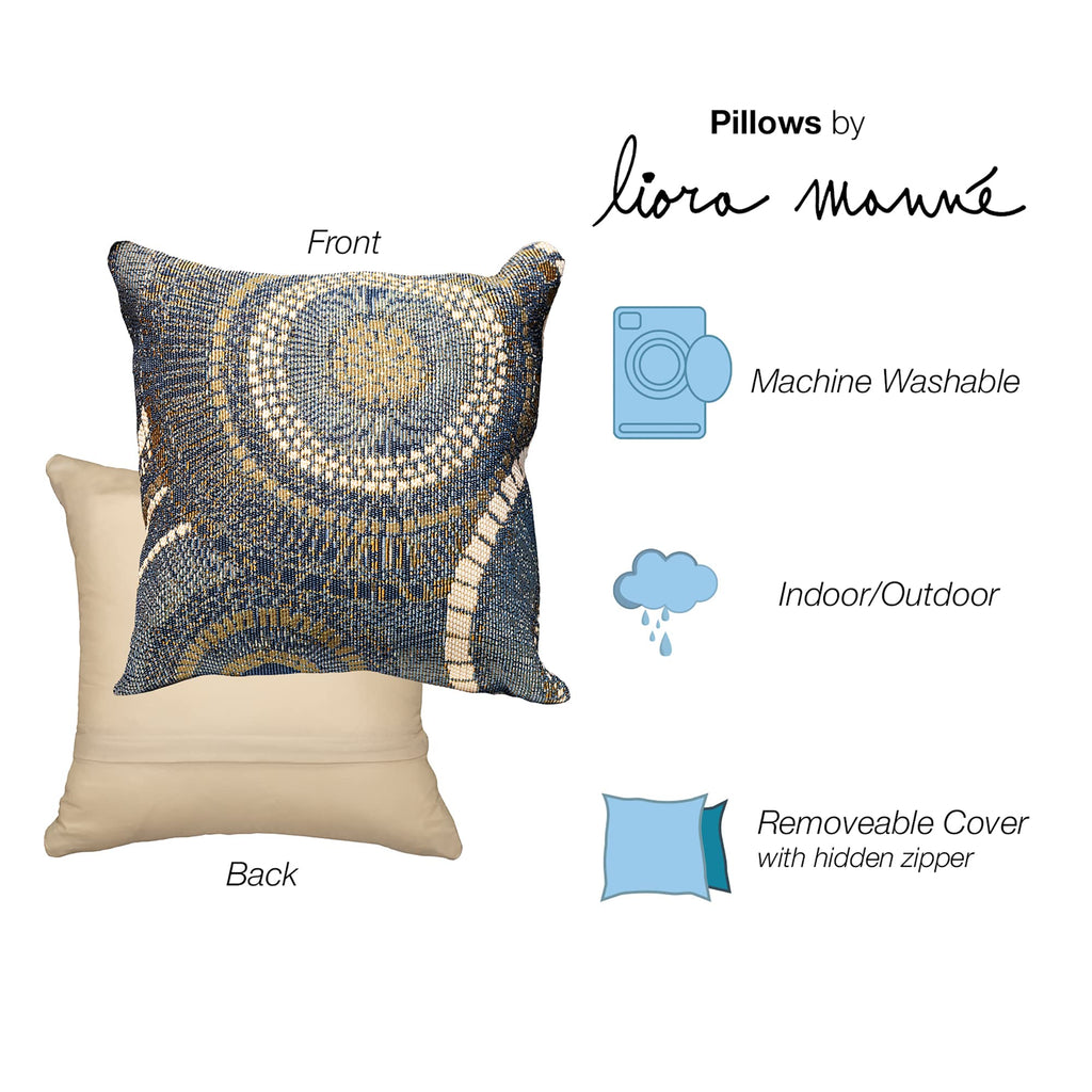 Liora Manne Marina Indoor/Outdoor Power Loomed Easy Care Pillows, 12' X 18', Circles Azure