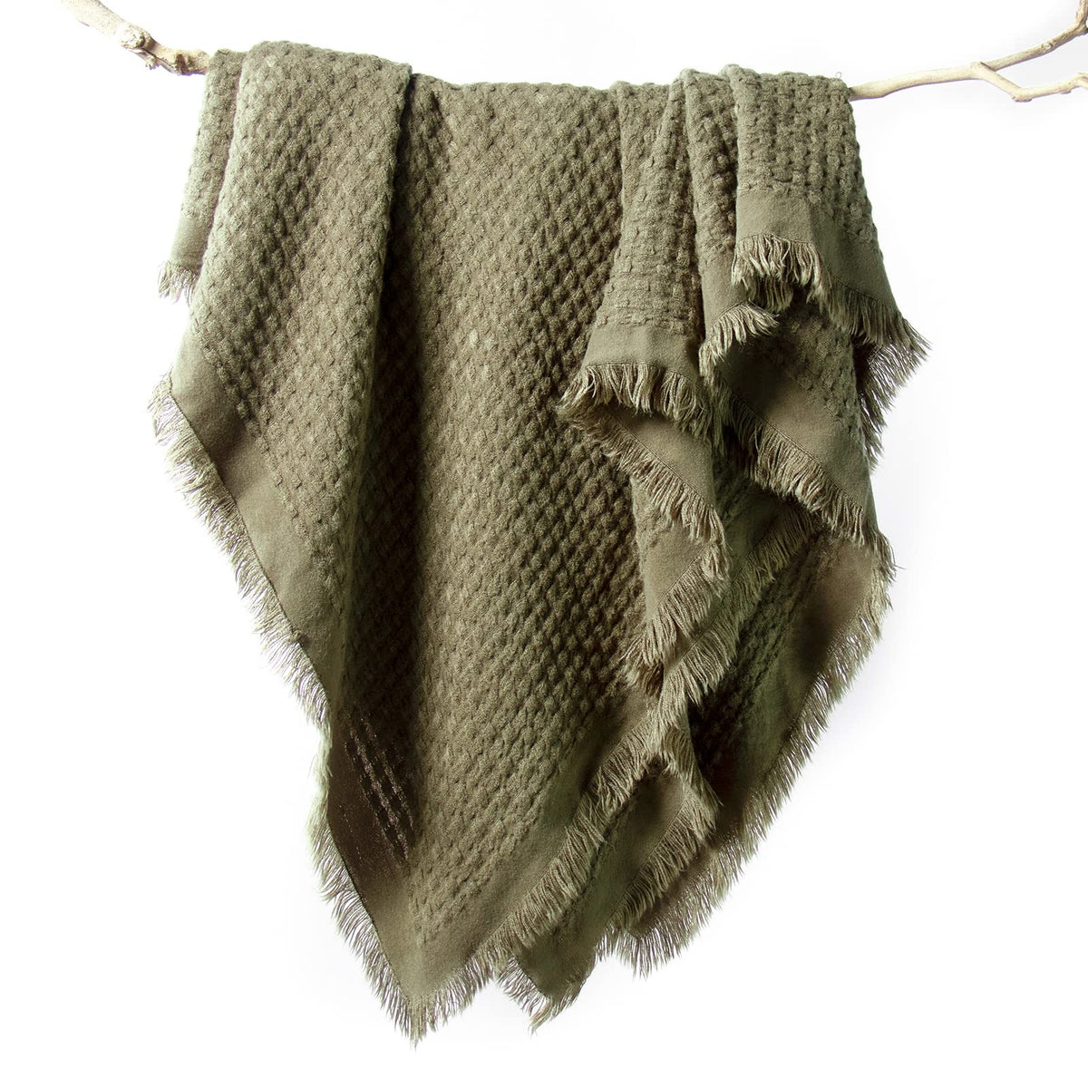 Lifein Christmas Throw Blanket For Couch-Soft Boho Throw Blanket,Cozy Fall Knit Green Waffle Throw,Small Knitted Farmhouse Light