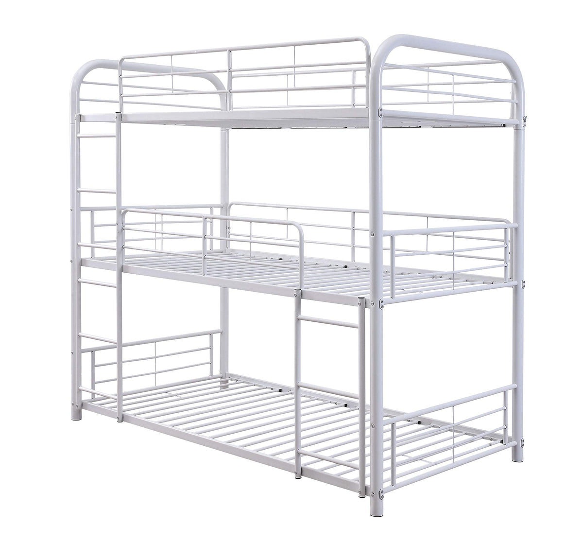 HomeRoots 74' X 42' X 79' Metal Triple Bunk Bed - Twin, White