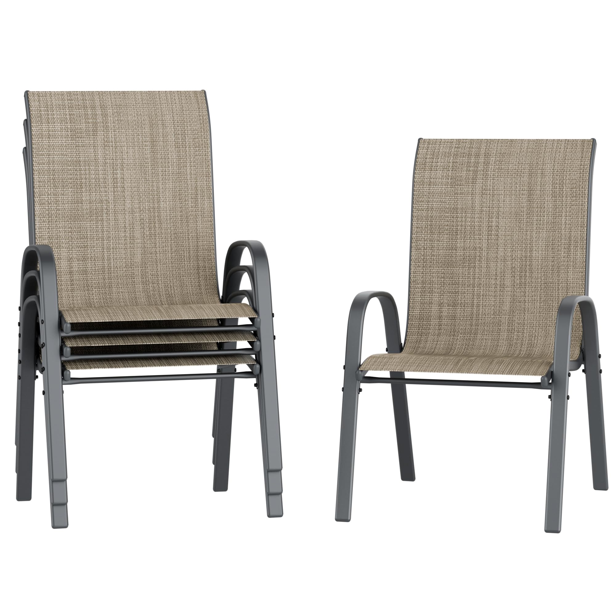 Amopatio Patio Dining Chairs Set Of 4, Upgraded Stackable Outdoor Chairs With Wider Seat, All Weather Breathable Outdoor Furnitu