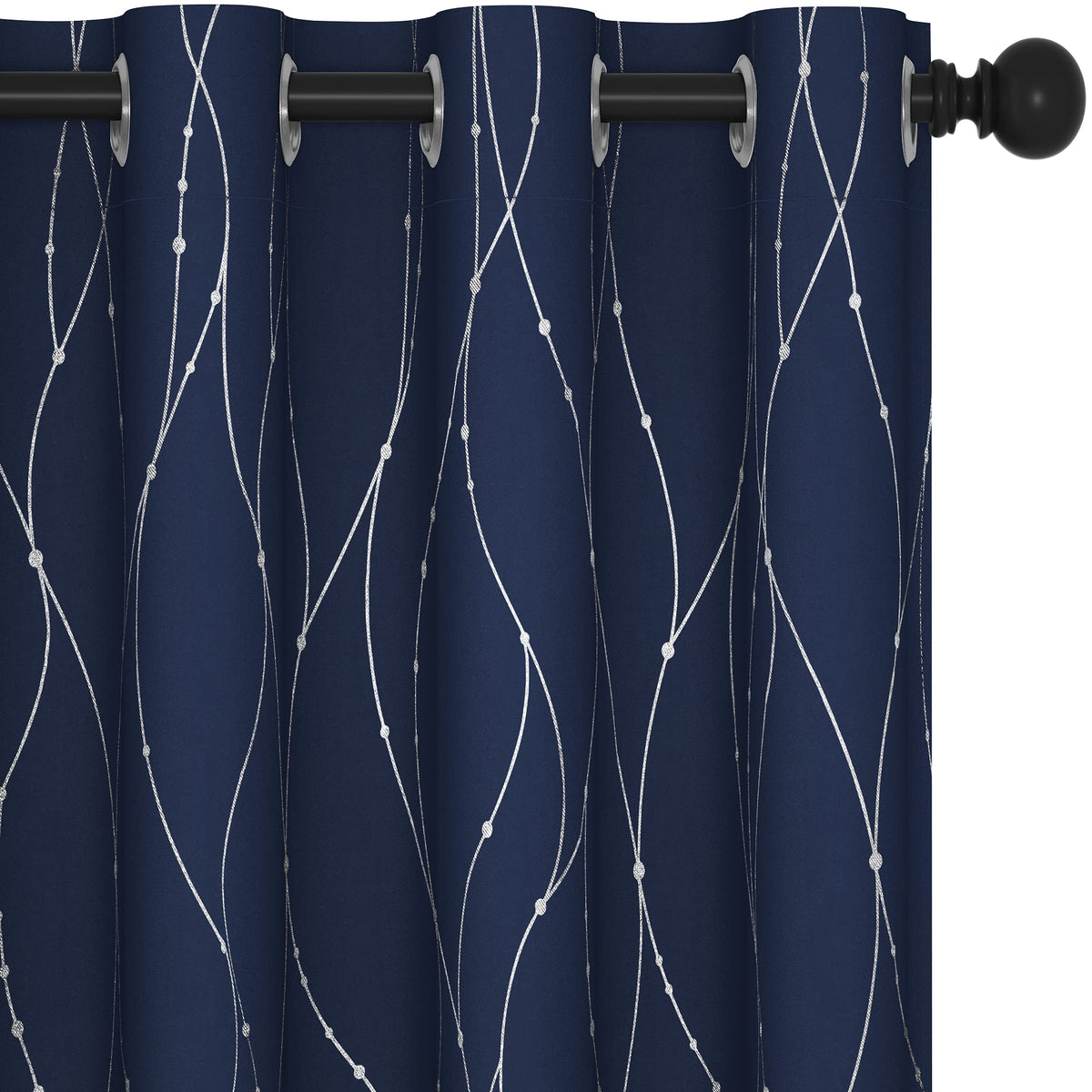 Deconovo Blackout Curtains For Bedroom, 72 Inches Long - Room Darkening Curtains, Grommet Window Curtain Panels, Wave Line And D