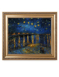 DECORARTS - Starry Night Over The Rhone - Vincent Van Gogh. Giclee Print on Canvas with matching Golden-relief Framed Wall Art. 