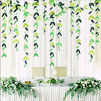 52 Ft Spring Summer Theme Green Paper Leaf Garland Hanging Leaves Streamer Banner for Green Birthday Wedding Engagement Bridal S