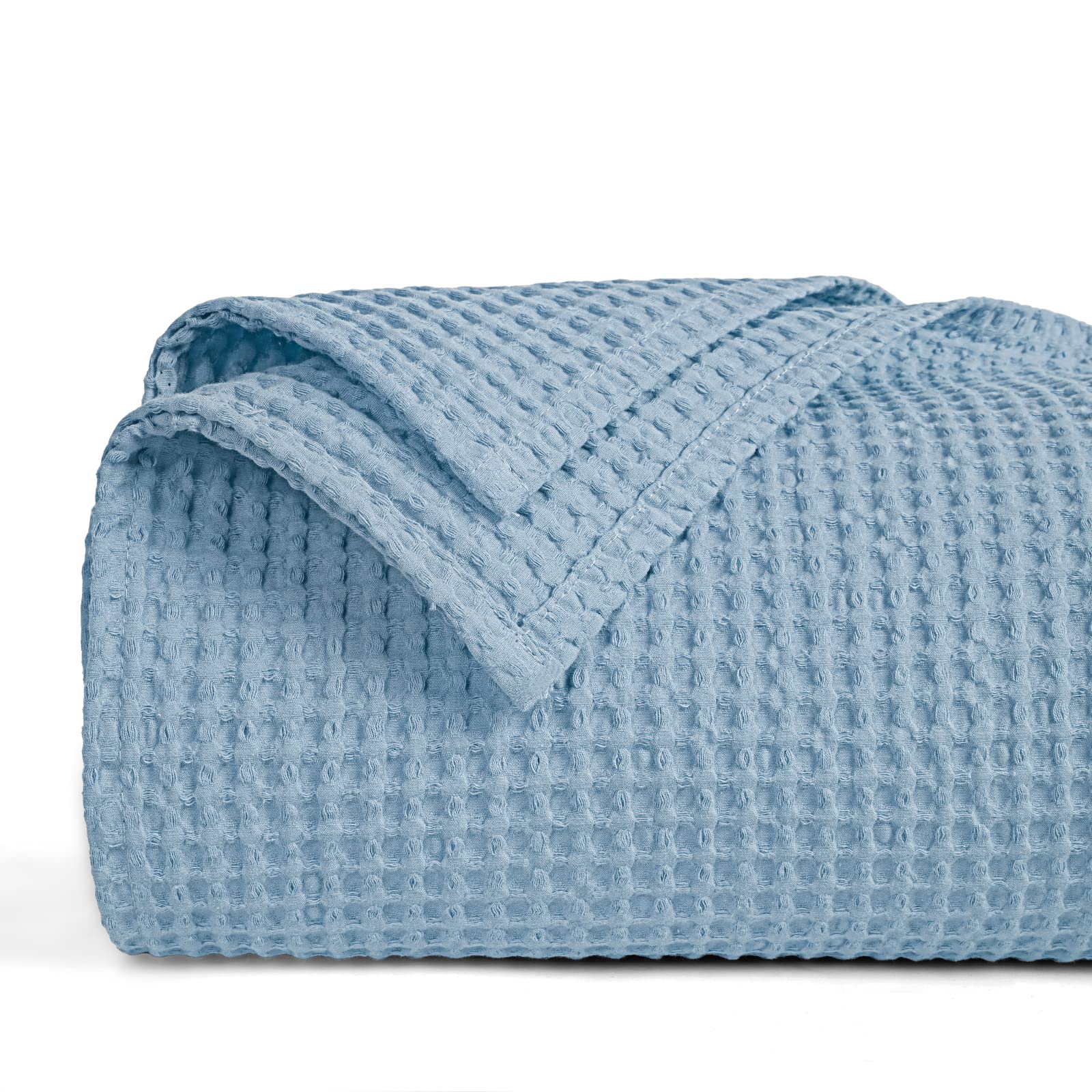 Phf 100% Cotton Waffle Weave Blanket Twin Size 66'X90'-Lightweight Washed Soft Breathable Blanket Perfect For Summer-Great Bla