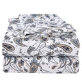 Jsd Grey Paisley Printed Sheet Set Full Size, 4 Piece Soft Retro Pattern Microfiber Sheets Extra Deep Pocket