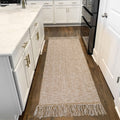 Collive Hallway Runner Rug, 2 x 6 Hand-Woven Reversible Washable Entryway Rug, Tan Cotton Modern Farmhouse Laundry Room Rug Lo