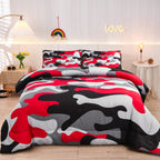 Meeting Story Camouflage Bedding Set, Colorful Pattern Style Comforter Set, 3 PCS One Comforter and Two Pillowcases in One Bag, 