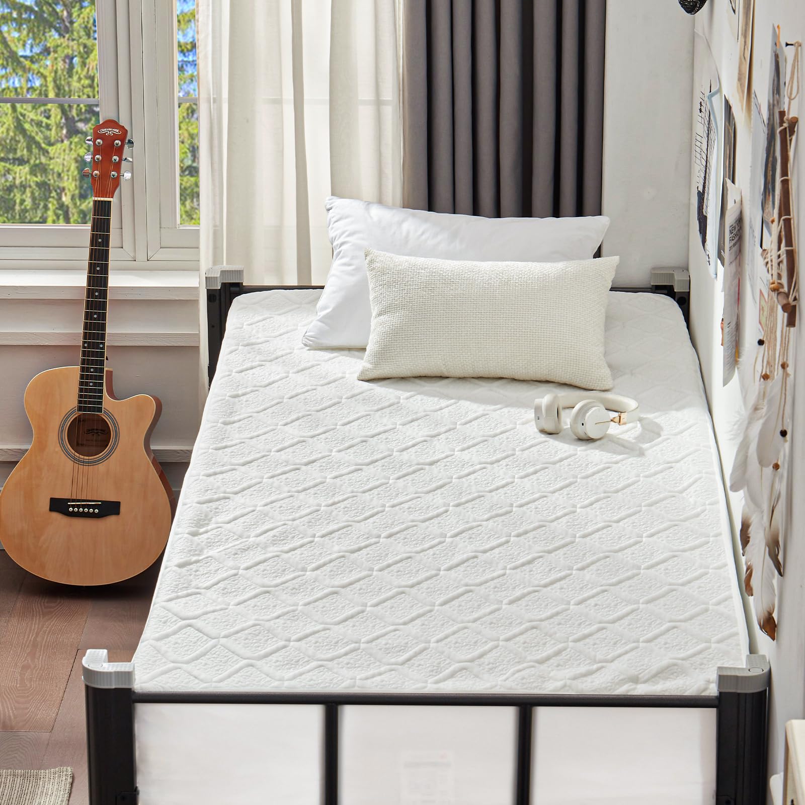 Unilibra Twin Xl Size Waterproof Mattress Protector, 3D Air Rayon Made From Bamboo Cooling Mattress Cover, Breathable Deep Pocket Mattress Pad Fits To 8''-21'' White