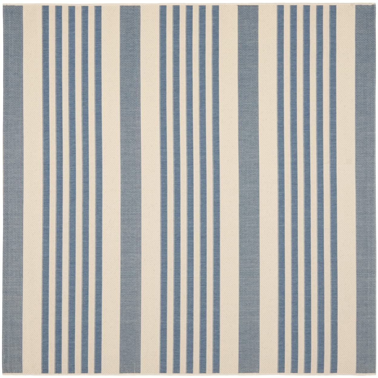SAFAVIEH Courtyard Collection 710 x 710 Square Beige/Blue CY6062 Stripe Indoor/ Outdoor Patio Backyard Mudroom Area Rug