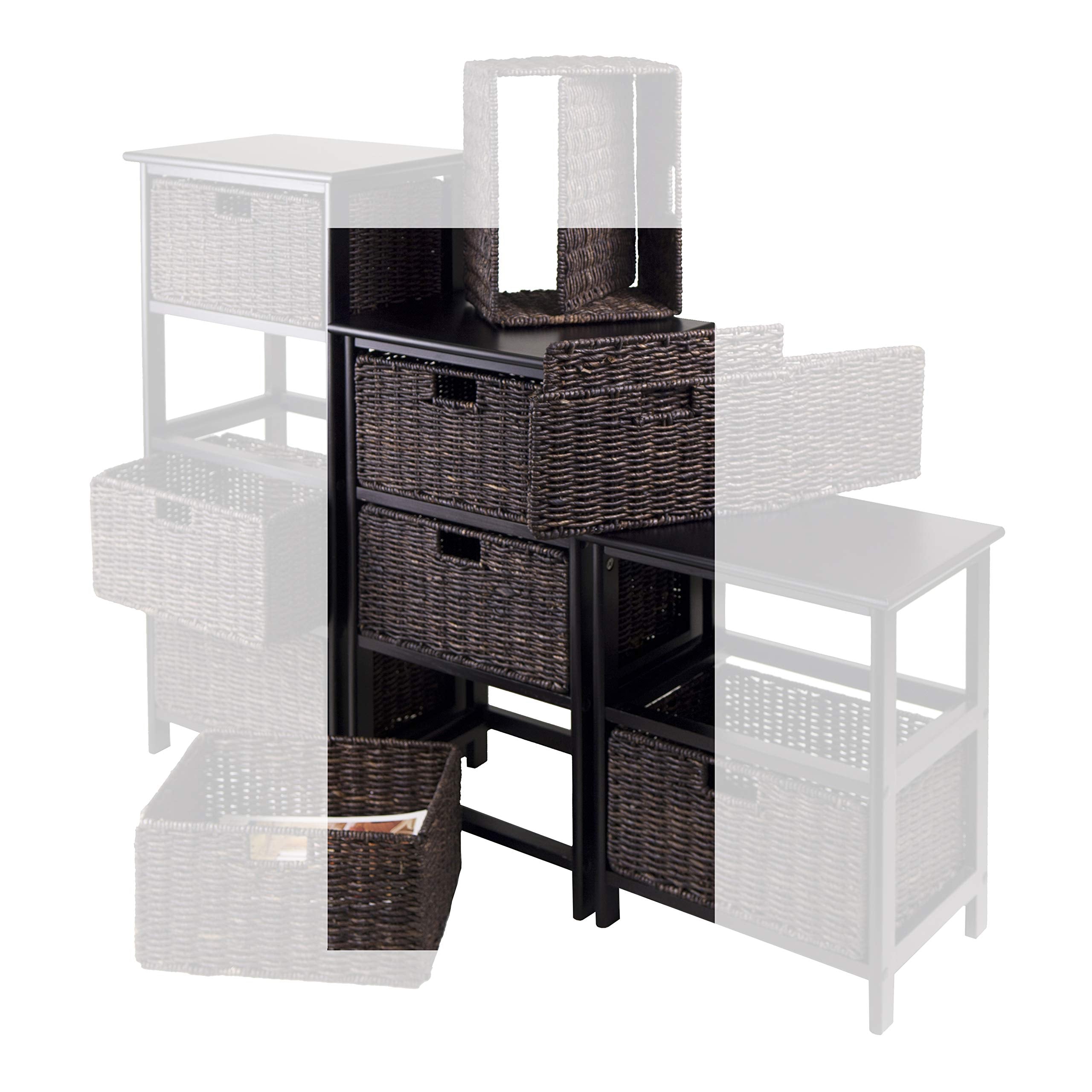 Winsome Omaha Storage Rack, 3 Storage Baskets, Black