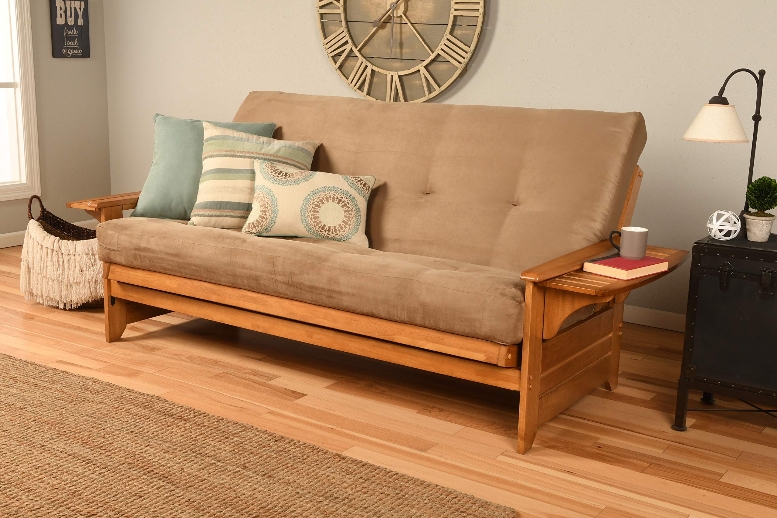 Kodiak Furniture Phoenix Full Size Futon In Butternut Finish, Suede Peat