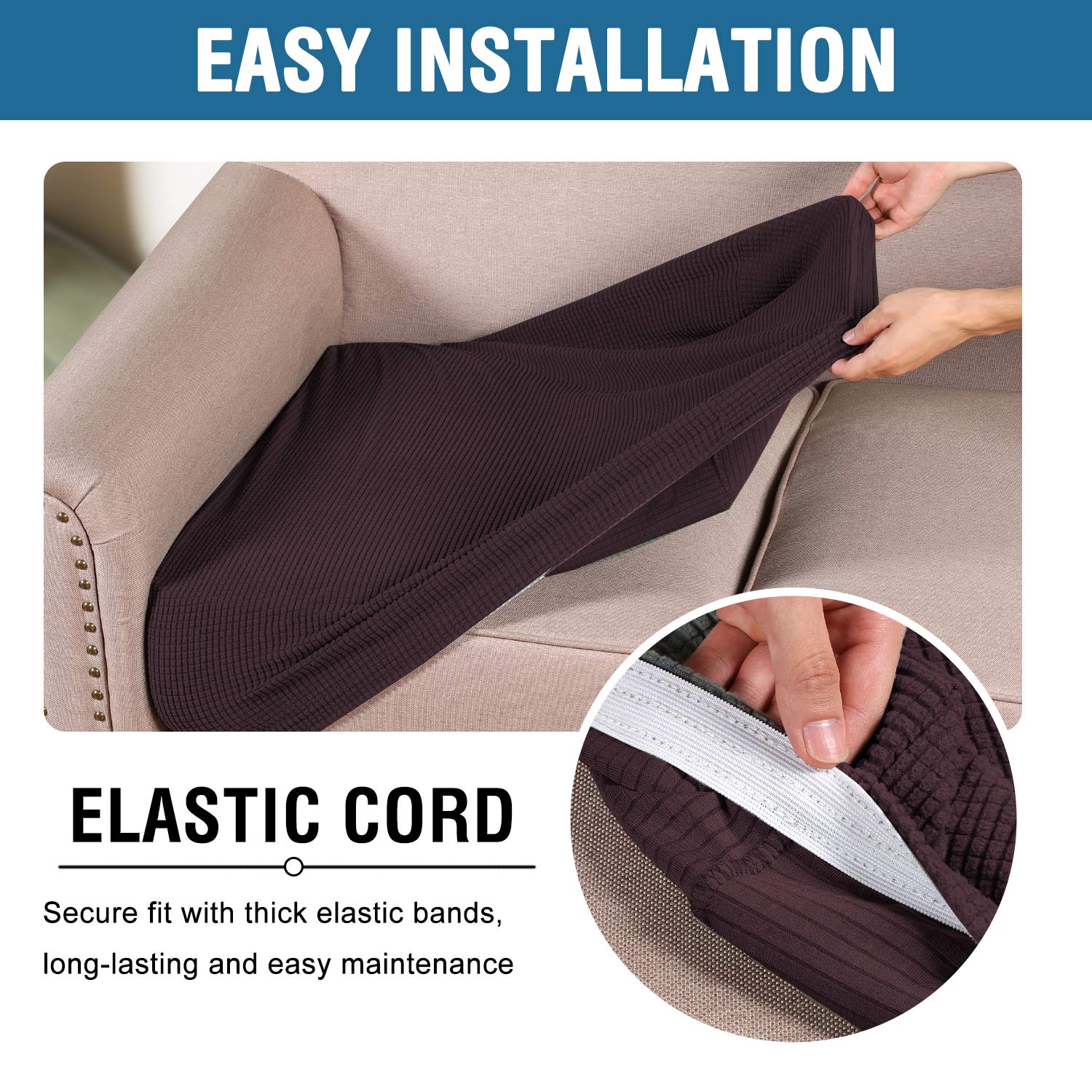 H.Versailtex 2024 New Trend Multi-Pieces Loveseat Covers For 2 Cushion Couch High Stretch Couch Cushion Covers Jacquard Textured