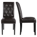 Yaheetech Faux Leather Dining Chairs, Button Tufted Dining Room Chairs with Rubber Wood Legs, Mid-Century Accent Dinner Chair fo