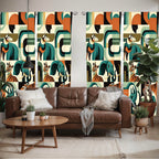 Ambesonne Animals Window Curtains Pack Of 2, Urban Jungle Themed Modern Boho Detail Roundy Fox Elephant Tiger Print, Lightweight