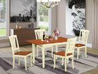 East West Furniture NOAV5-WHI-W 5 Piece Modern Dining Table Set Includes a Rectangle Wooden Table with Butterfly Leaf and 4 Dining Room Chairs, 32x54 Inch, Buttermilk & Cherry