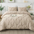 Andency California King Comforter Set Khaki (104X96Inch), Pinch Pleat Cal King Comforter Set 3 Pieces, Oversized King Pintuck Bed Comforter, Microfiber Down Alternative Comforter Bedding Set