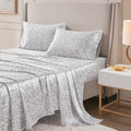 Madison Park Essentials Satin Sheet Set Luxury And Silky With Natural Sheen, Elastic 14' Pocket Fits Up To 16' Mattress, All Around Elastic - Year-Round Bedding, Queen Grey Leopard 4 Piece