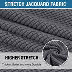 H.Versailtex Stretch 2 Piece T Cushion Sofa Slipcovers Individually Sofa Cushion Covers For 2 Cushion Couch Sofa Seat Cushion Covers With Elastic Bands Featuring Thicker Jacquard Fabric, Grey