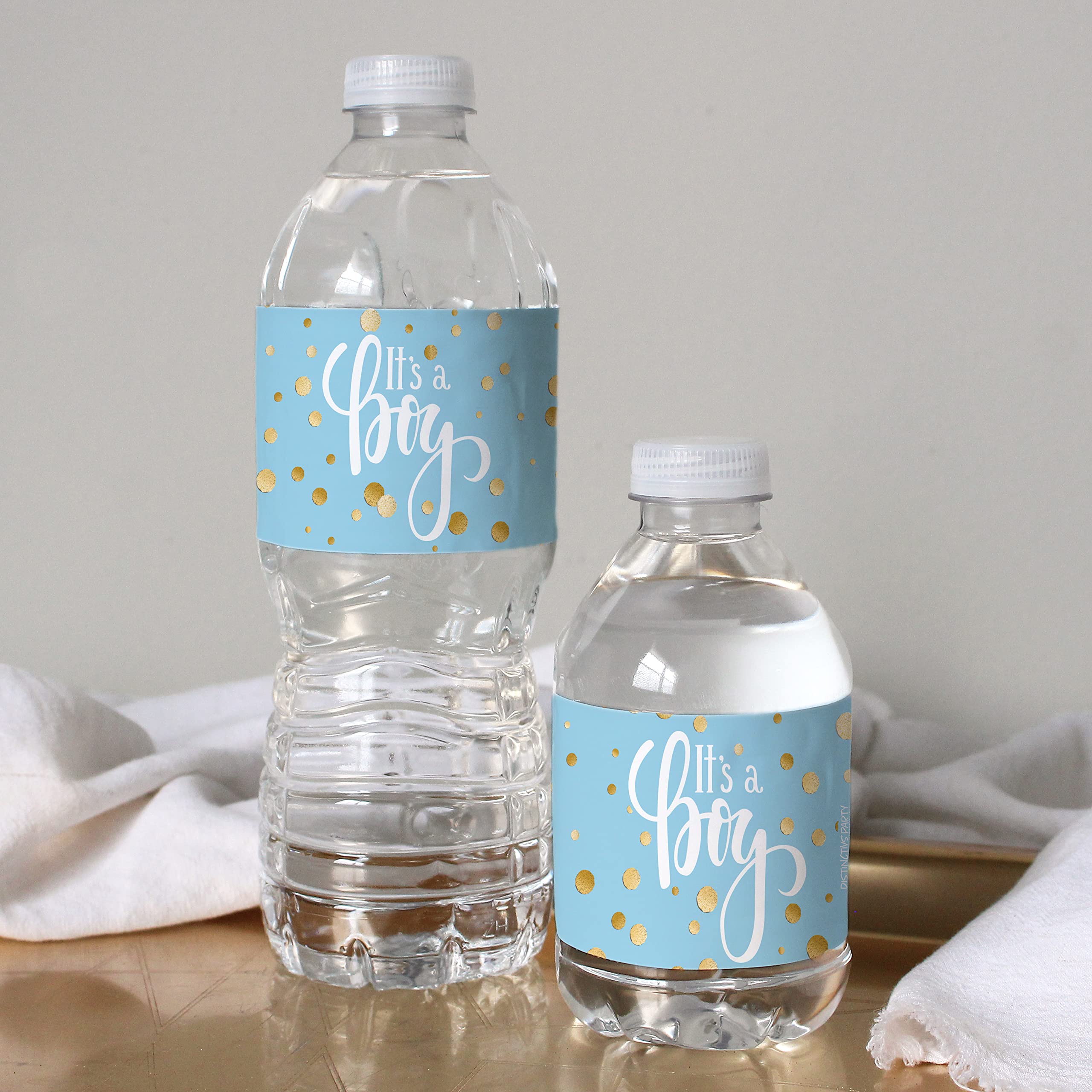 Blue And Gold It'S A Boy Baby Shower Water Bottle Labels - 24 Stickers