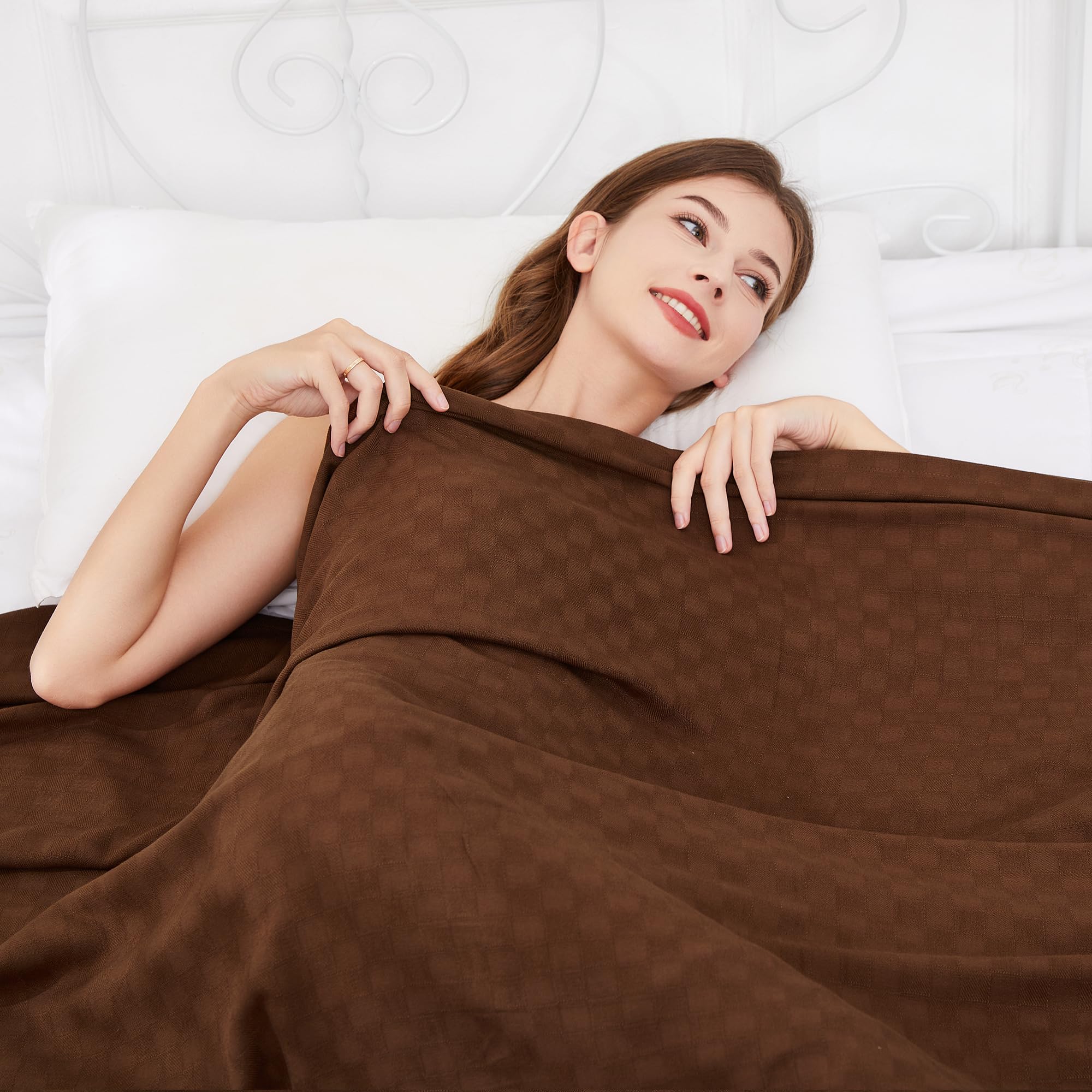 Amyhomie Cooling Blanket Queen Size, 100% Rayon Derived From Bamboo, Cool Summer Blanket For Hot Sleepers Soft Comfy Lightweight