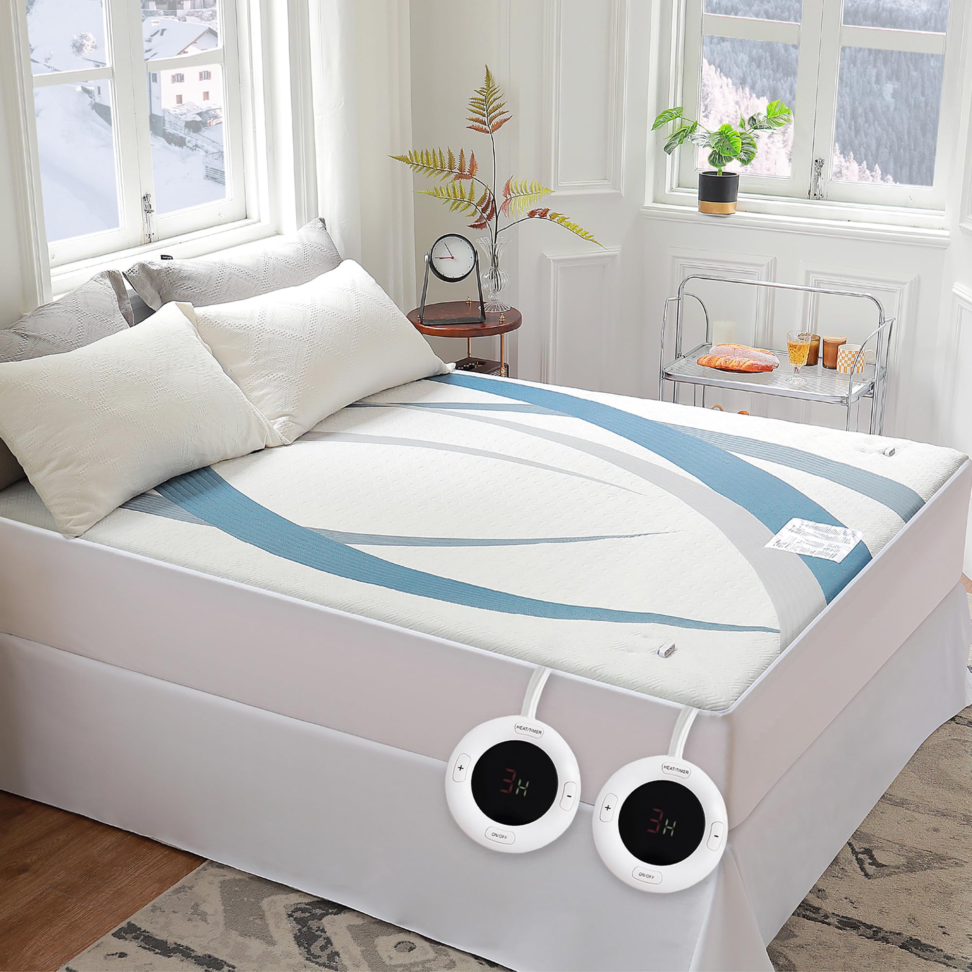 Gotcozy Heated Mattress Pad Califonia King Size Dual Control - Electric Mattress Pad Fit Up To 15 With 10 Heat Setting & 10 Hour