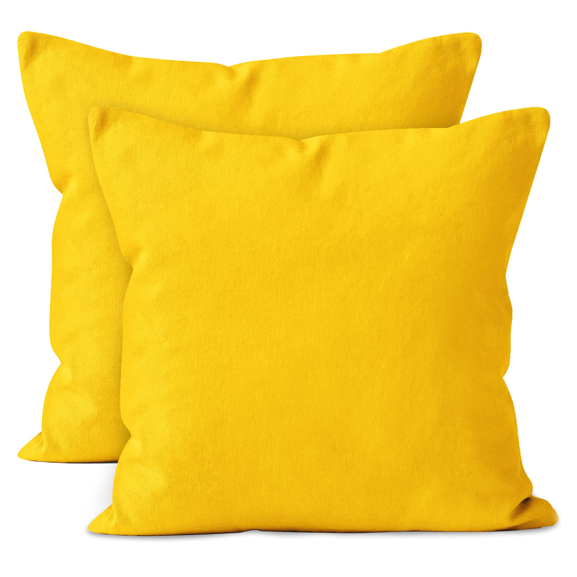 Encasa Xo Throw Pillow Covers 18X18 In Set Of 2 Sunbeam Yellow | No Inserts | Cotton Pillow Covers For Living Room, Bed, Sofa, C