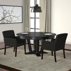 BOSS Box Arm Faux Leather Guest Chair, Black/Mahogany (B619)