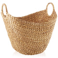 Casafield Large Laundry Boat Basket with Handles - Natural, Woven Water Hyacinth Multipurpose Storage Organizer for Throw Blanke