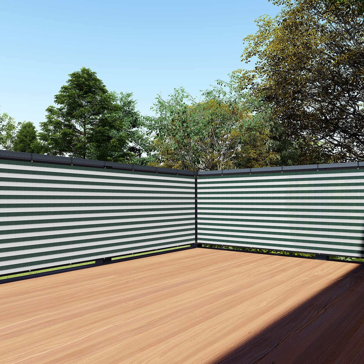 Tang 3' X 190' Green White Stripe Balcony Privacy Screen Fence 200Gsm Deck Fence Outdoor Privacy Cover Weather Resistant For Pat