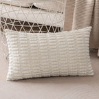 Anroduo Pack Of 2 Cream White Pillow Covers Decorative Throw Pillows 12X20 Inch For Couch Bed Living Room Soft Corduroy Striped