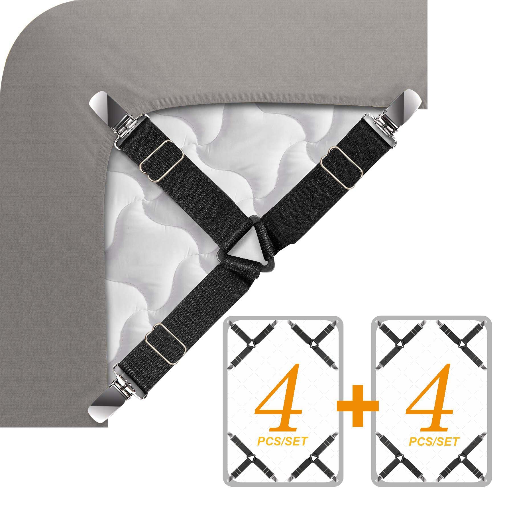 Ultrashang Sheet Straps Clip Triangle: 2-Set Elastic Fitted Bedding Sheet Fasteners Holder Suspenders For Bed Band Crib Mattress