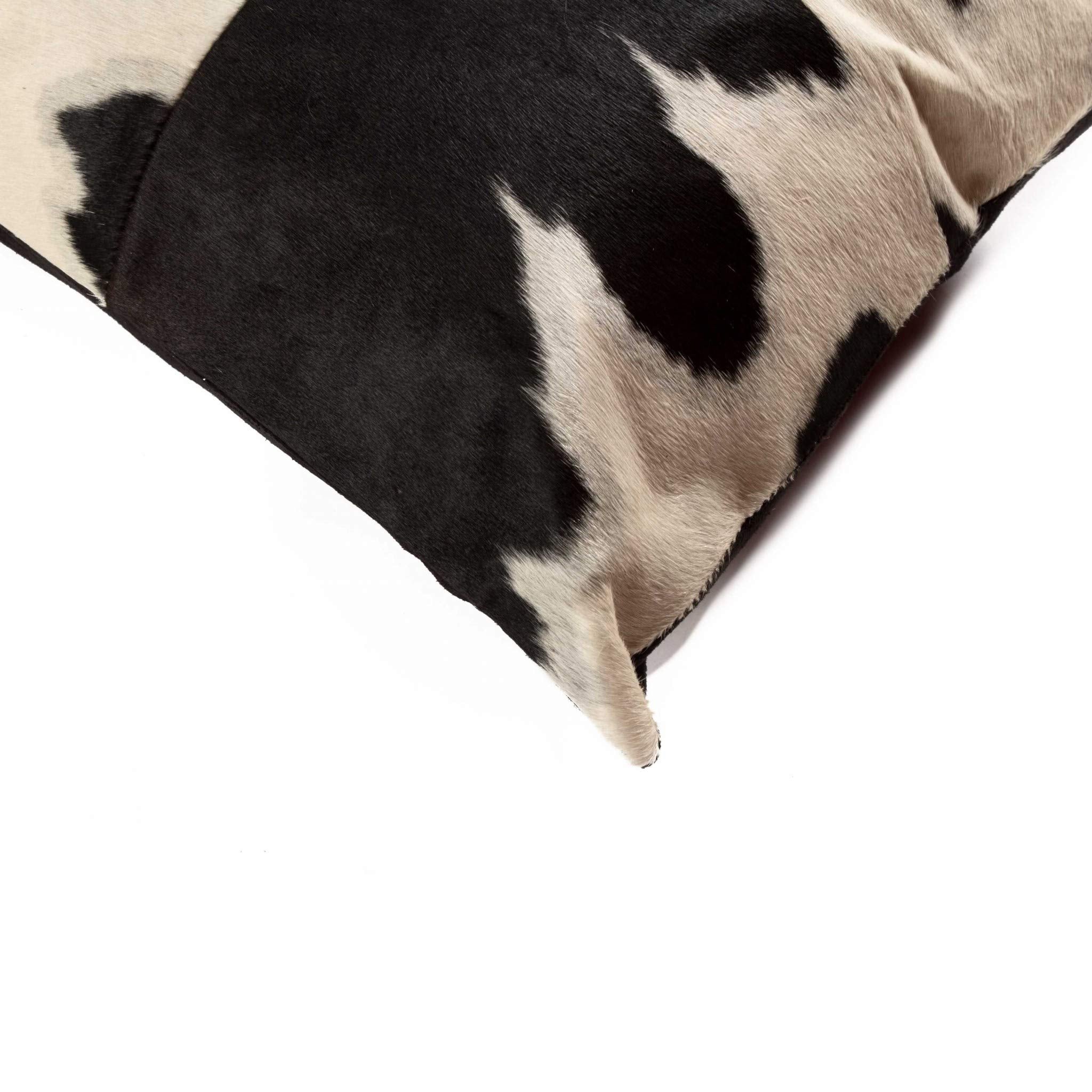 HomeRoots Black & White Cowhide, Microsuede, Polyfill 18' X 18' X 5' Black and White Quattro Pillow