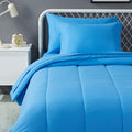 Amazon Basics 5 Piece Microfiber Kids Bed-in-a-Bag Bedding Set, Twin, Blue, Solid