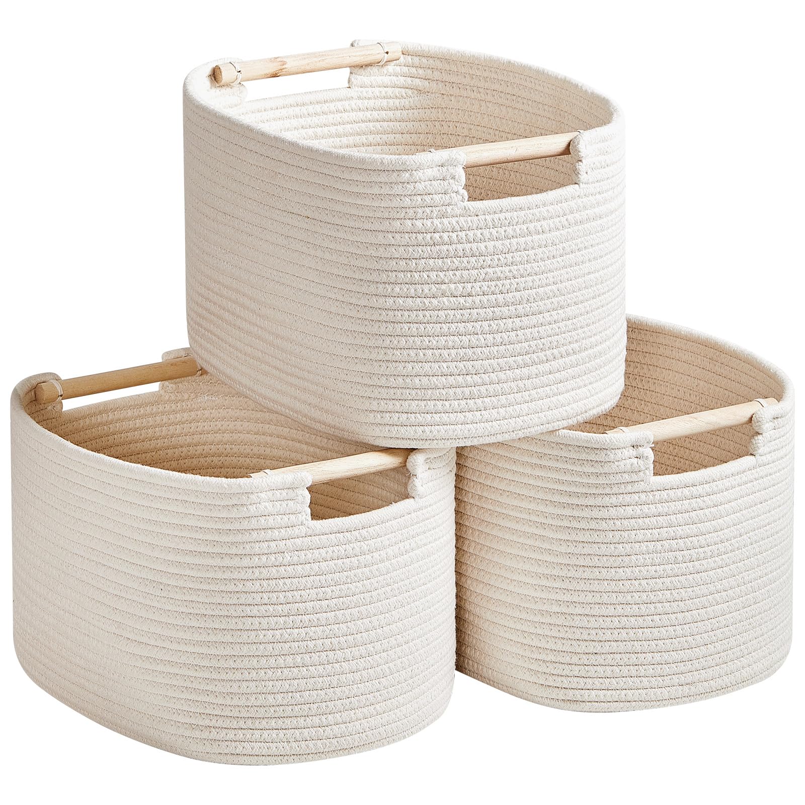 R RUNKA 3 Pack Storage Basket for Cabinet and Toy Organization - 13'x9.8'x8.7' Baskets for Storage - Baby Toy Bin - Toy Stora