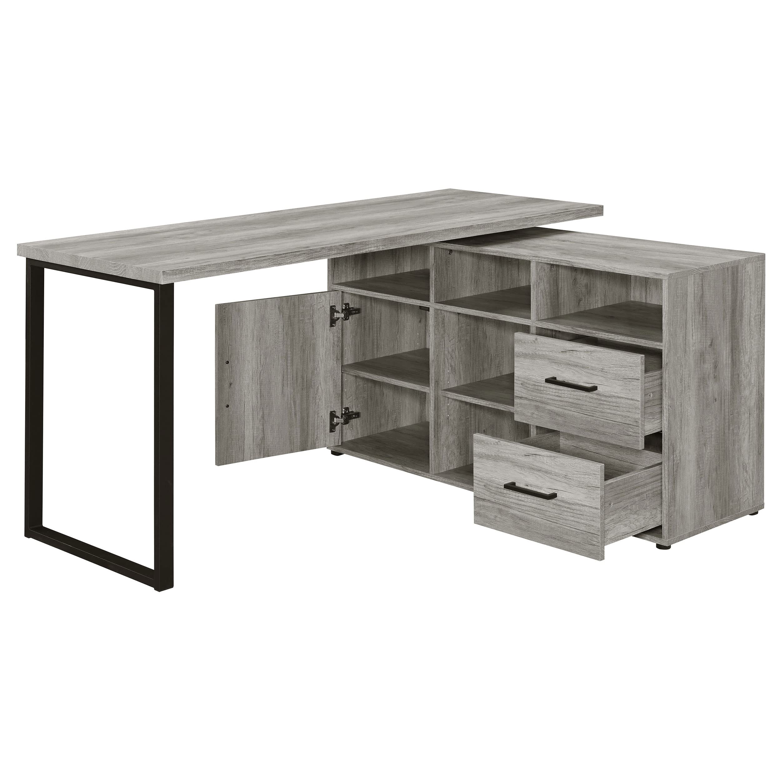 Coaster Furniture Hertford L-Shape Storage Grey Driftwood Office Desk 804462