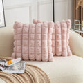 Neelvin Pink Faux Fur Cozy Soft Plaid Decorative Throw Pillow Covers 18x18 inch Set of 2,Velvet Pillowcase Cushion Case for Sofa