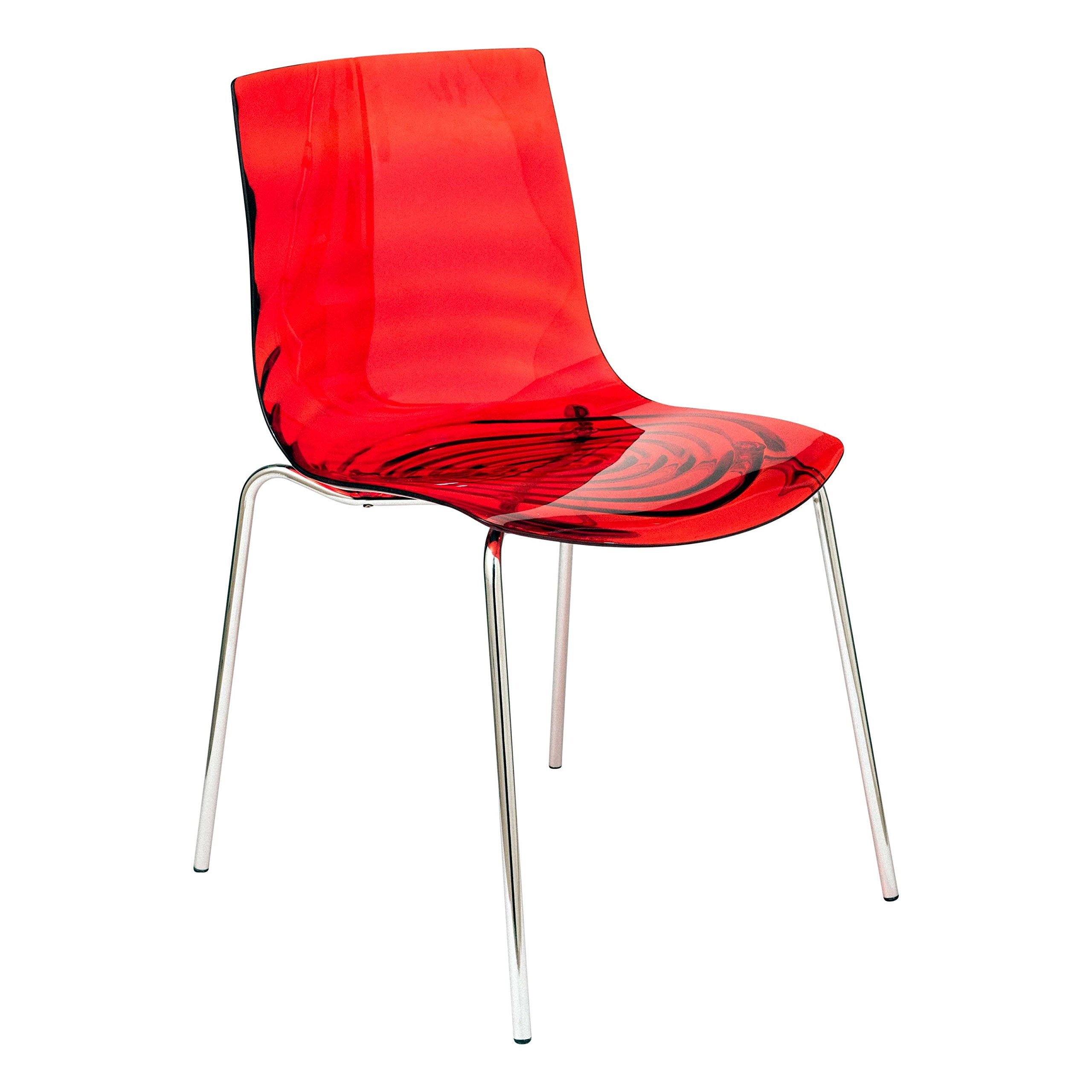LeisureMod Astor Modern Dining Chair in Transparent Red
