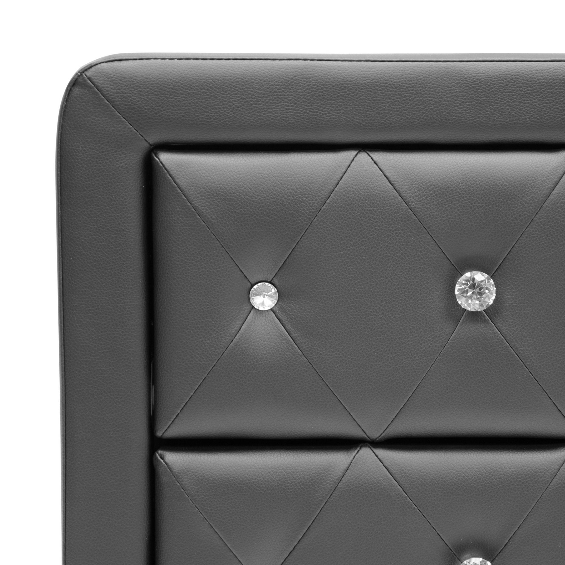 Baxton Studio Stella Crystal Tufted Upholstered Modern Nightstand, Black