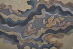 HomeRoots 514866 10 x 14 ft. Tan Brown & Blue Wool Abstract Hand Tufted Handmade Rectangle Area Rug