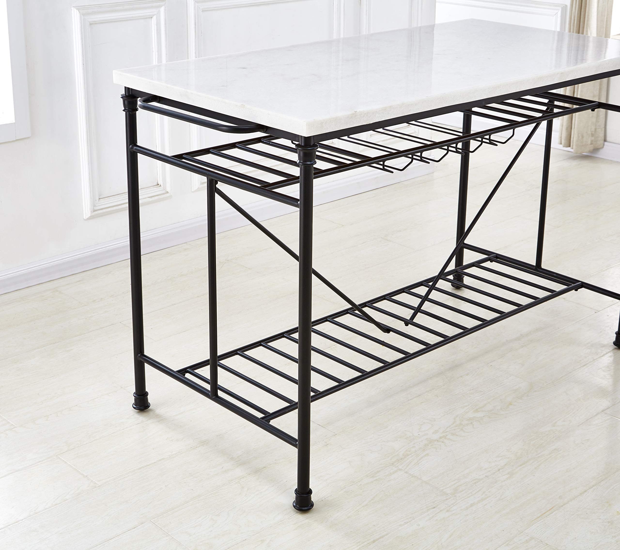 Steve Silver Claire White Marble Top Counter Kitchen Island - Thumbnail 4