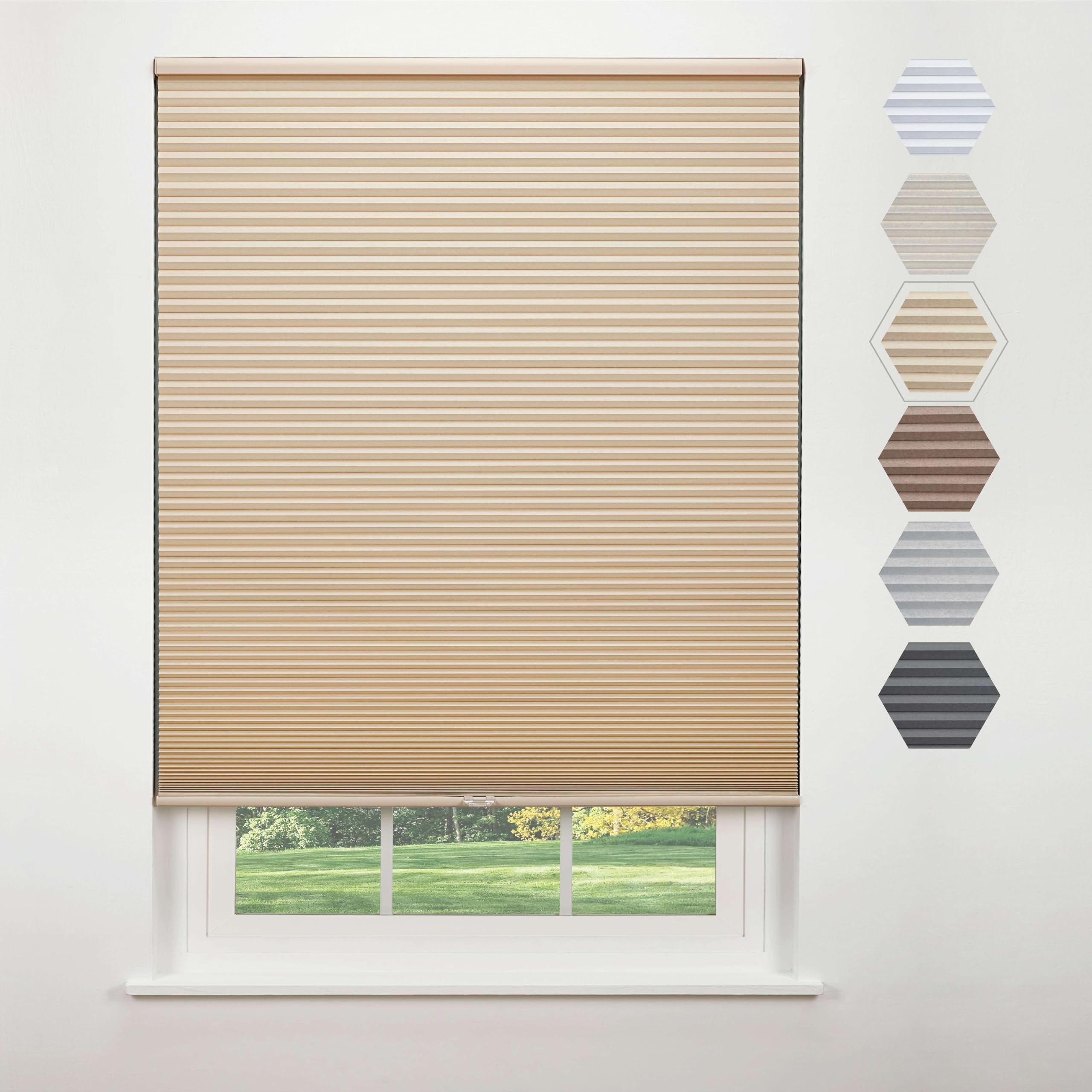 Linen AVENUE Cordless Standard Blackout Cellular Shade 53 W x 48 H, Muslin (Arrives 1/4  Narrower)
