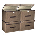 PATIKIL Fabric Collapsible Storage Bin 14.2 x 9.1 x 9.4 Inch, 4 Pcs Foldable Storage Box Cube with Lids and Handle Organizer Con