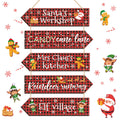 Wooden Christmas Sign Rustic Hanging Arrow Signs Christmas Party Directional Sign Gingerbread Wood Signs Home Decor Red Santas 